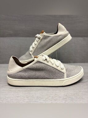 OluKai Pehuea Li Sneakers Taupe Lightweight Slip-On Convertible Shoes Size 7.5